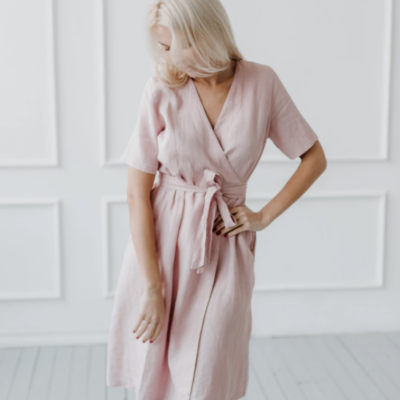 Wrap Linen Dress/ Linen Dress For Women/ Casual Dress/ Evening dress for women